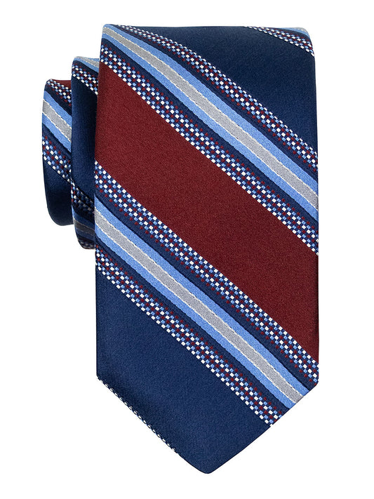 Dion 40079 Boy's Tie - Stripe - Navy/Burgundy