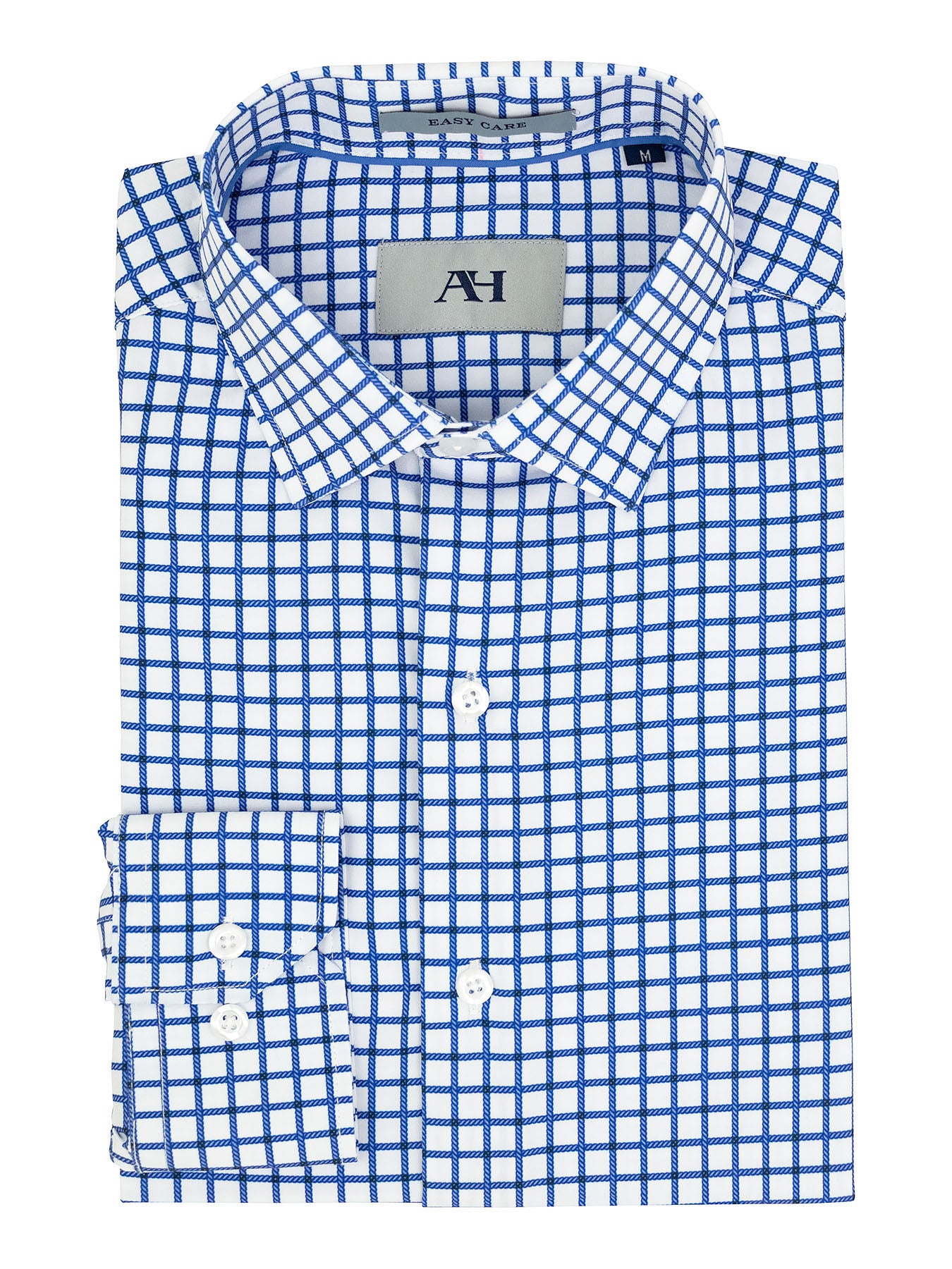 American Heritage 40162 Young Men's Long Sleeve Sport Shirt - Square - Blue/White