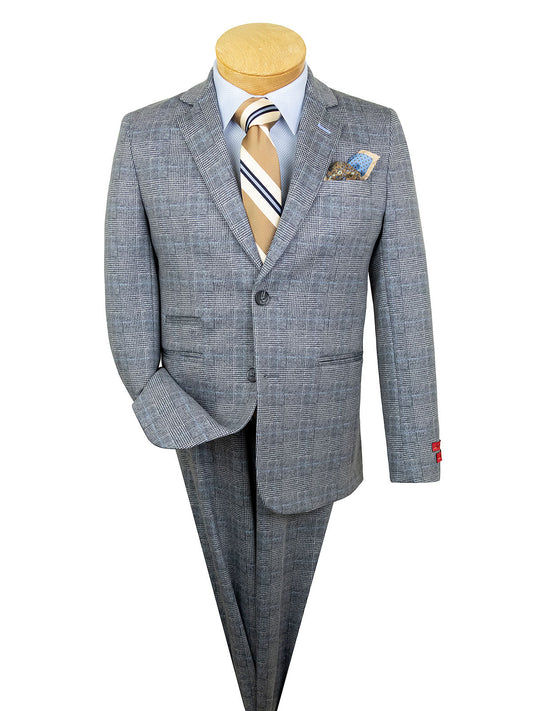 Leo & Zachary 40265 Boy's Suit - Plaid - Grey/Blue