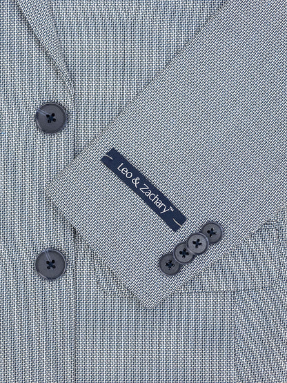 Leo & Zachary 40303 Boy's Suit - Basketweave - Navy/Silver