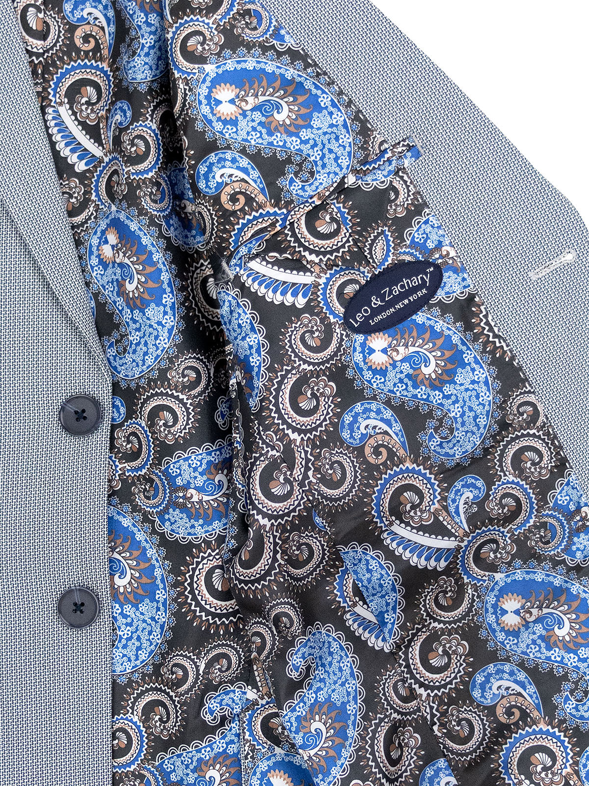 Leo & Zachary 40303 Boy's Suit - Basketweave - Navy/Silver