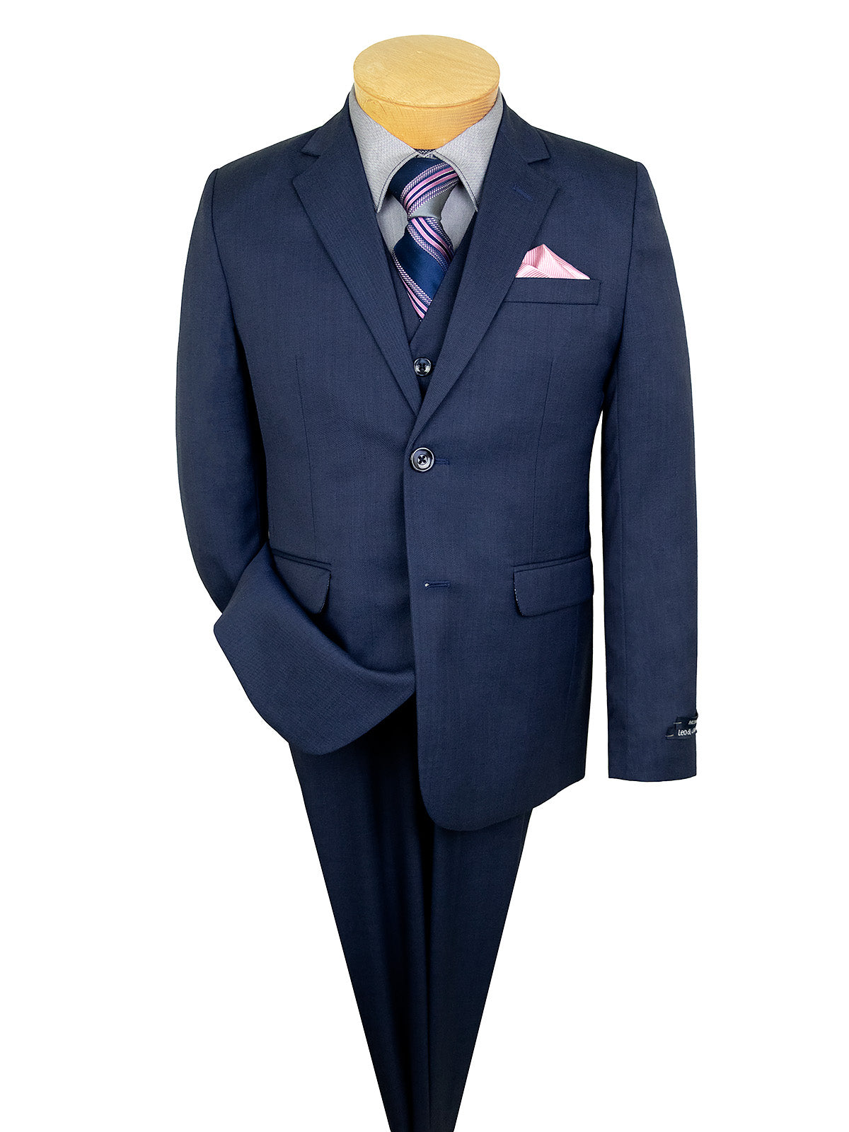 Leo & Zachary 40349 Boy's Vested Suit - Solid - Blue