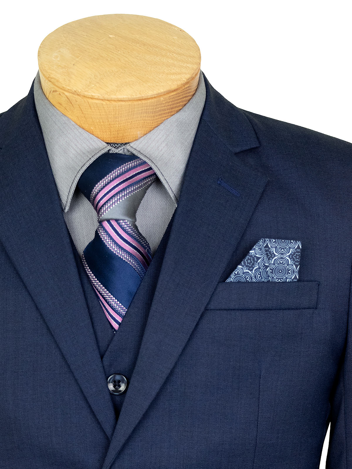 Leo & Zachary 40349 Boy's Vested Suit - Solid - Blue