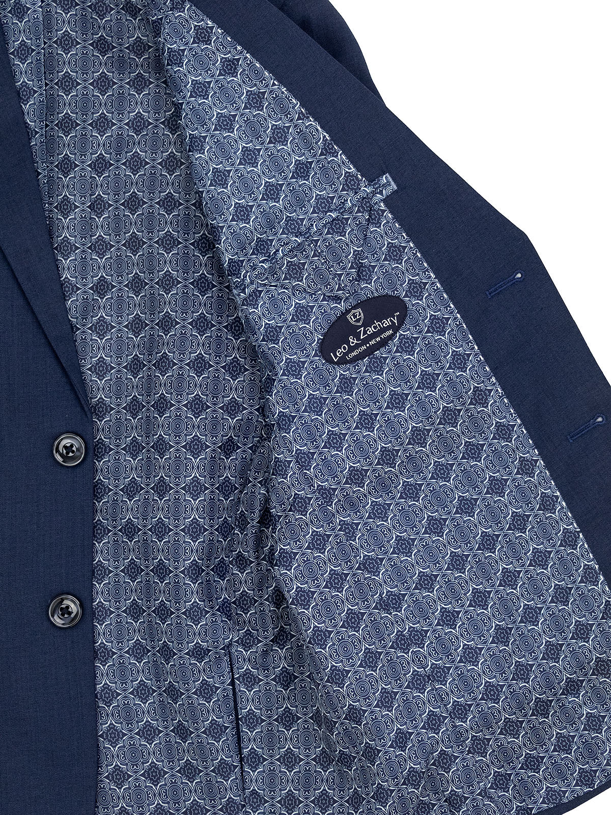 Leo & Zachary 40349 Boy's Vested Suit - Solid - Blue