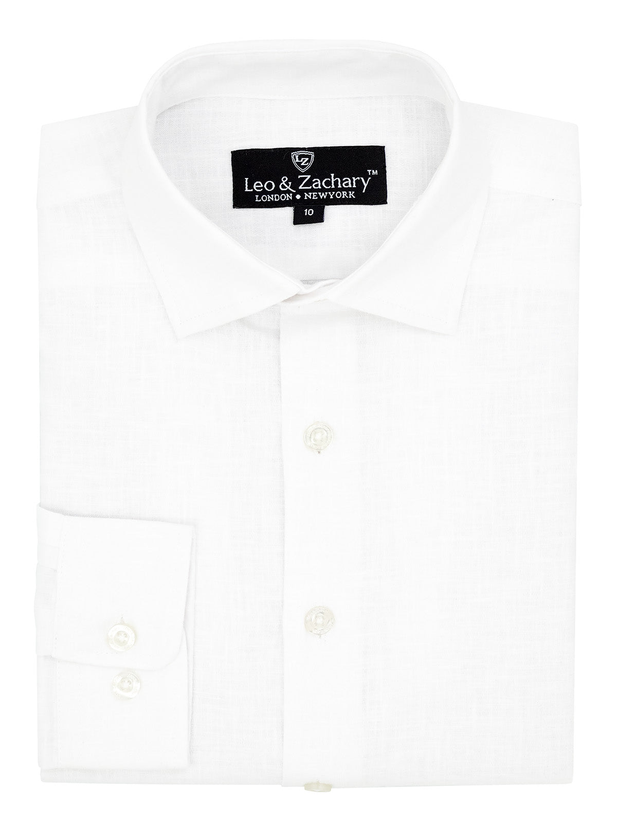 Leo & Zachary 40380 Boy's Long Sleeve Sport Shirt - Linen - White
