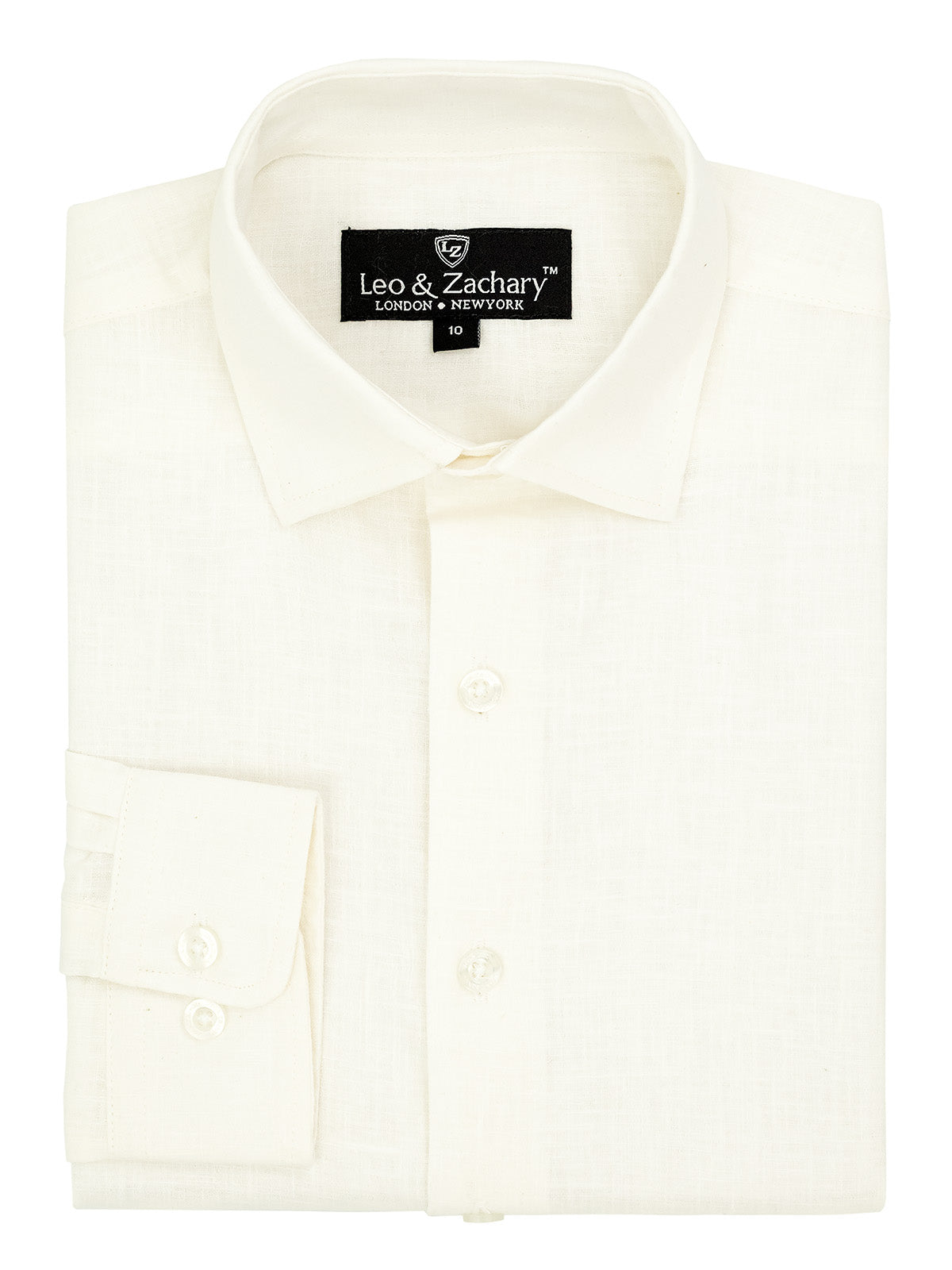 Leo & Zachary 40392 Boy's Long Sleeve Sport Shirt - Linen - Crème