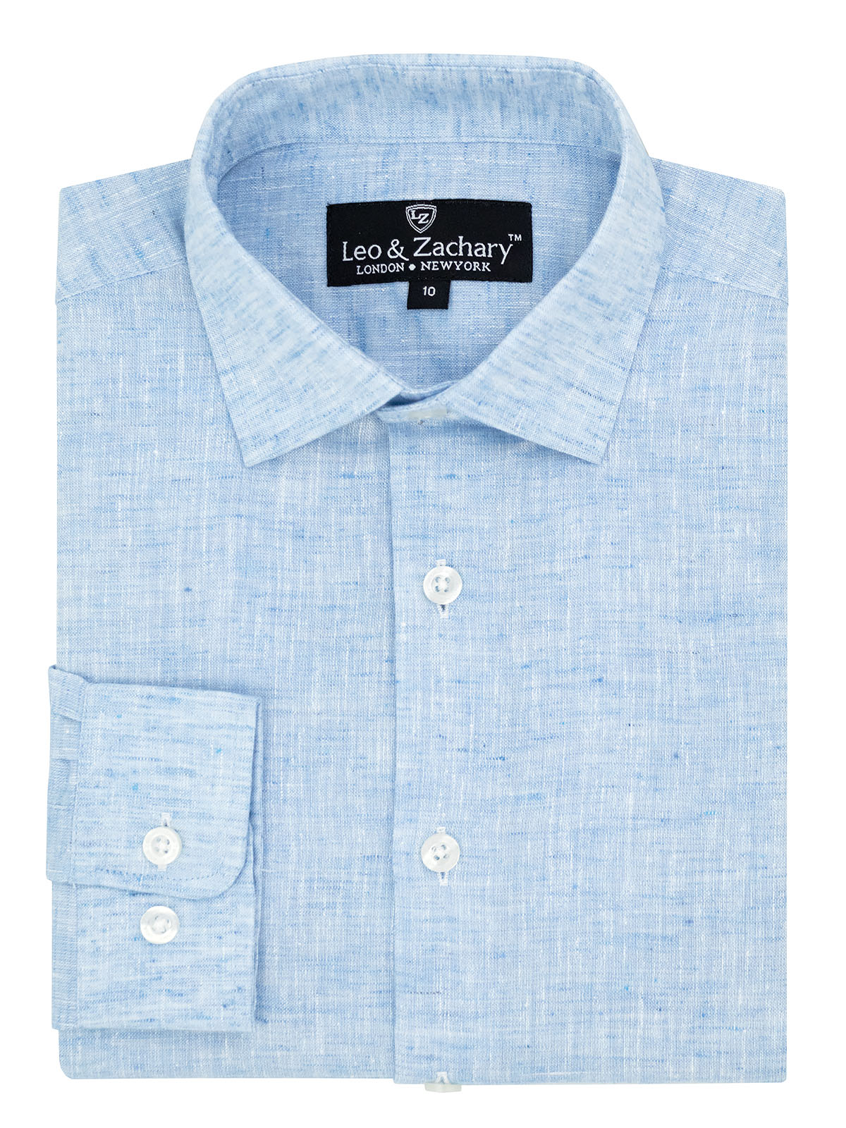 Leo & Zachary 40404 Boy's Long Sleeve Sport Shirt - Linen - Sky