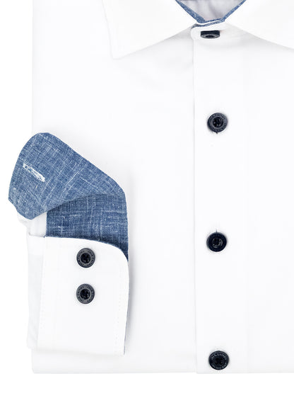 Leo & Zachary 40428 Boy's Dress Shirt - Solid - White/Navy