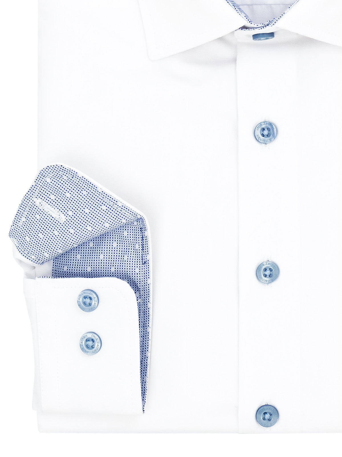 Leo & Zachary 40440 Boy's Dress Shirt - Solid - White/Light Blue