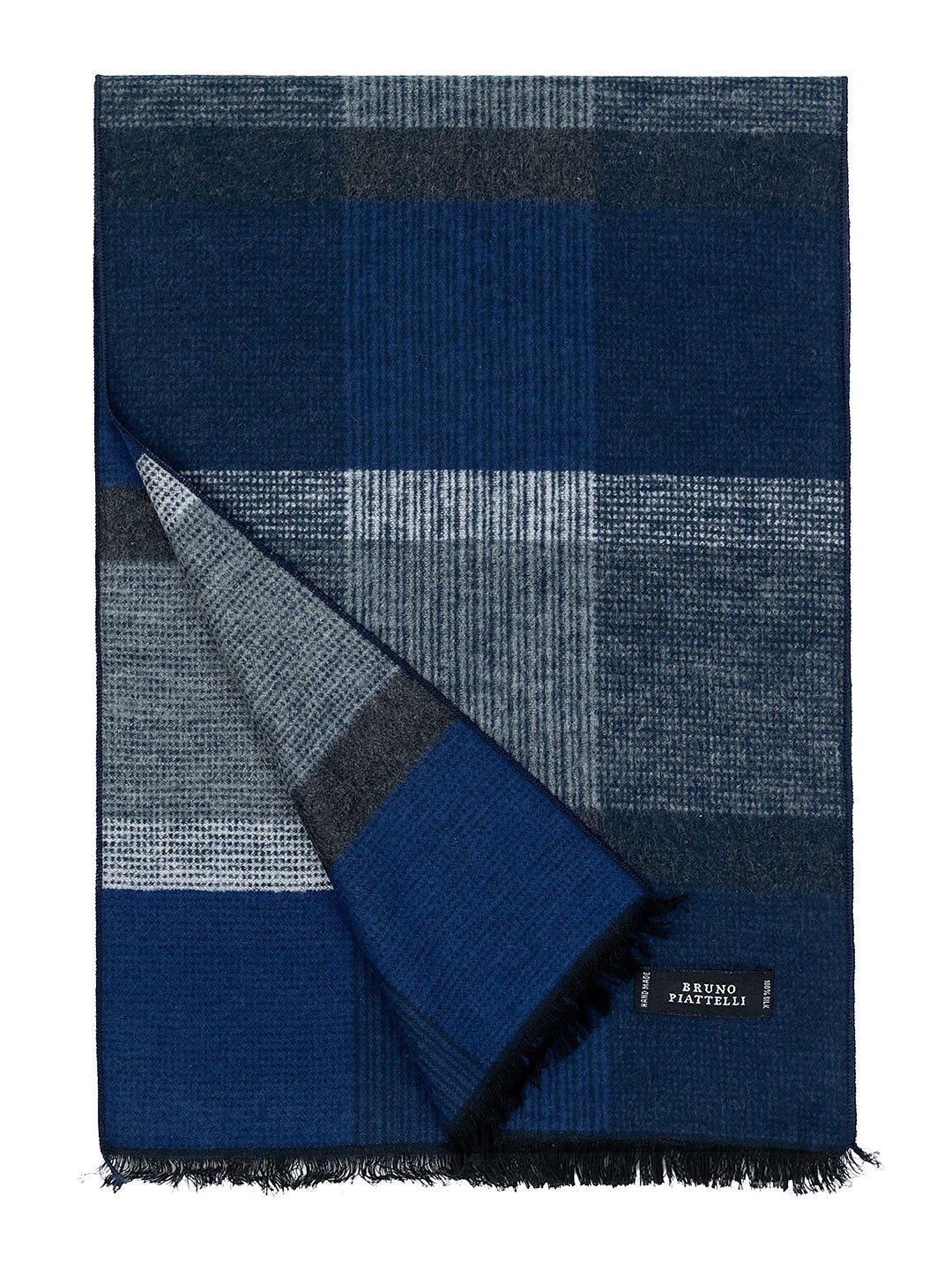 Bruno Piattelli 40695 Young Men's Scarf - Block - Blue/Grey