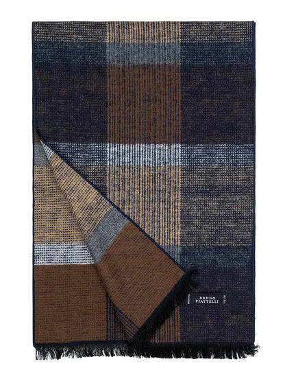 Bruno Piattelli 40696 Young Men's Scarf - Block - Navy/Taupe