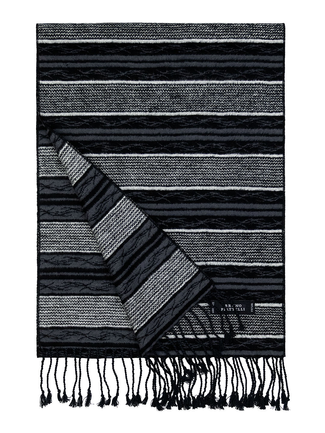 Bruno Piattelli 40697 Young Men's Scarf - Stripe - Black/Grey