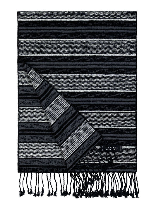 Bruno Piattelli 40697 Young Men's Scarf - Stripe - Black/Grey
