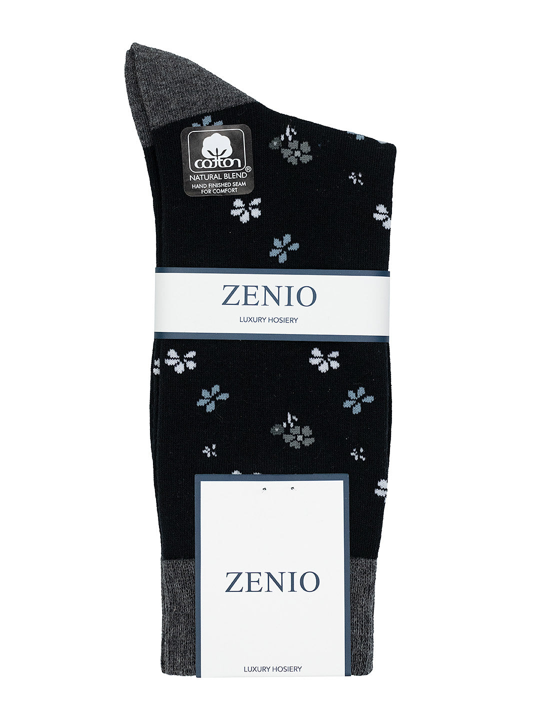 Zenio 40698 Boys' Socks - Floral - Black/Grey