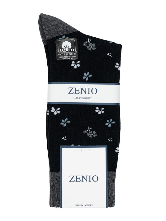 Zenio 40698 Boys' Socks - Floral - Black/Grey