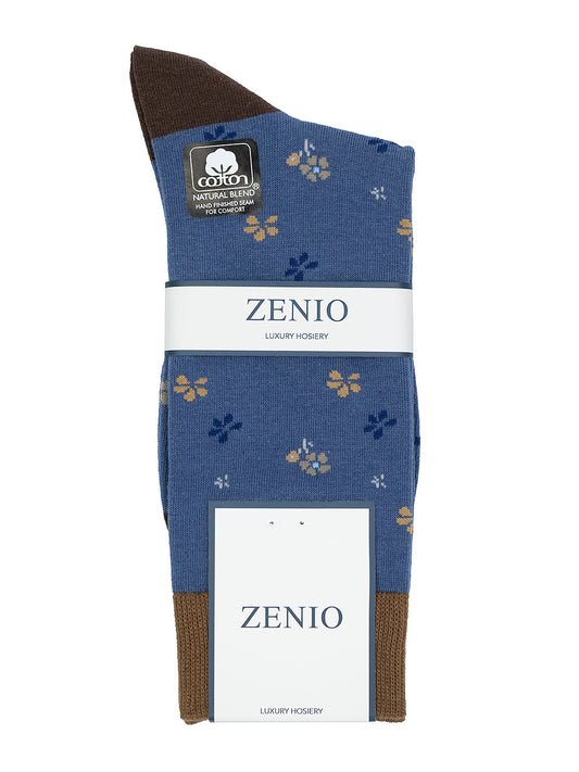 Zenio 40699 Boys' Socks - Floral - Denim/Rust