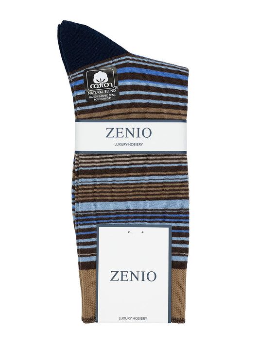 Zenio 40701 Boys' Socks - Stripe - Blue/Taupe