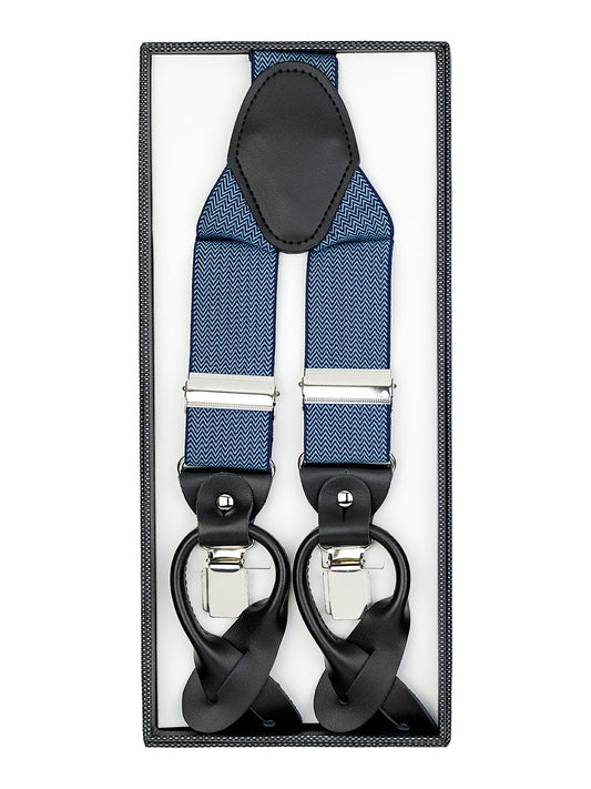 Bruno Piattelli 40703 Convertible Suspenders - Chevron - Navy