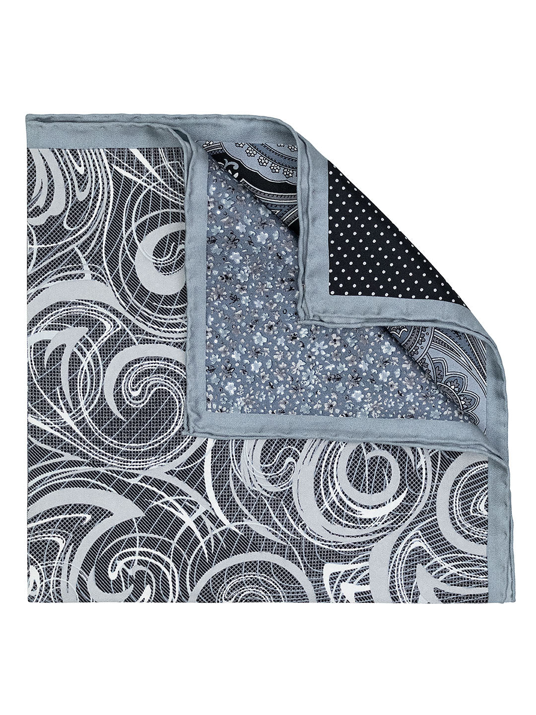 Heritage House 40707 Pocket Square - 4-in-1 - Black/Grey