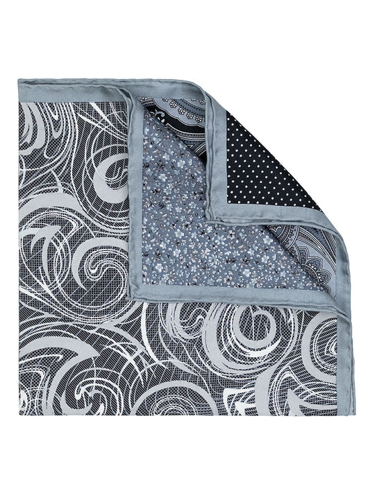 Heritage House 40707 Pocket Square - 4-in-1 - Black/Grey