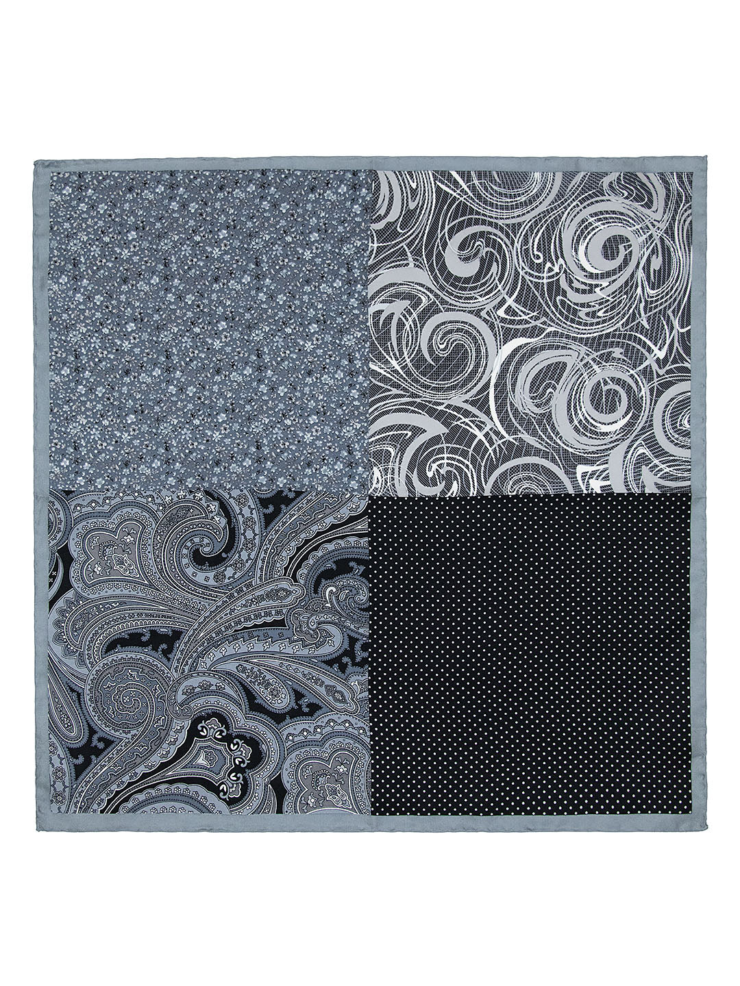 Heritage House 40707 Pocket Square - 4-in-1 - Black/Grey