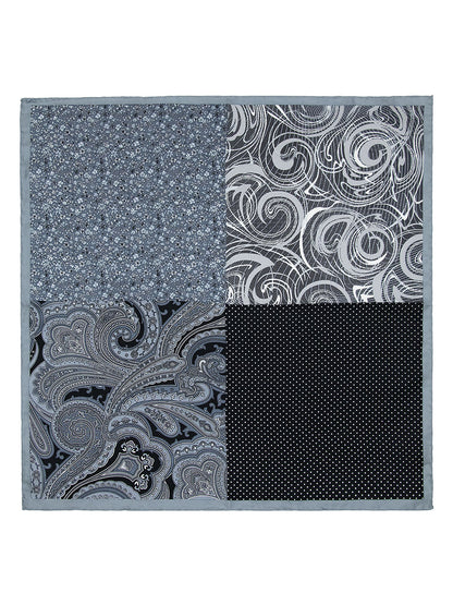 Heritage House 40707 Pocket Square - 4-in-1 - Black/Grey