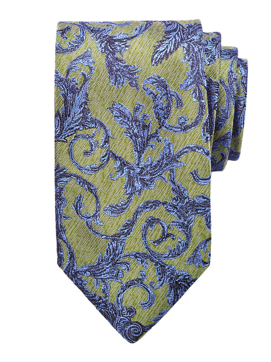 Dion 40772 Boy's Tie - Leaf Scroll - Olive/Navy