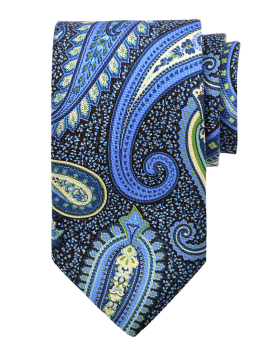 Dion 40775 Boy's Tie - Paisley - Black/French Blue