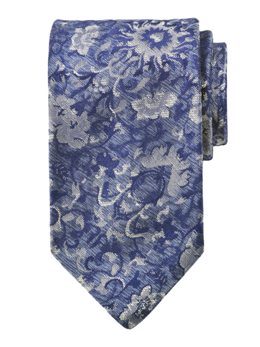 Dion 40784 Boy's Tie - Floral - Blue/Navy