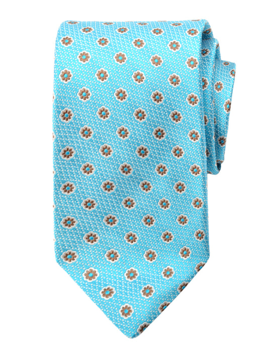 Dion 40808 Boy's Tie - Floral Neat - Aqua/White