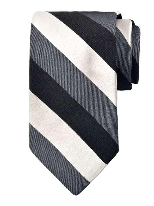Dion 40814 Boy's Tie - Stripe - Charcoal/White/Black