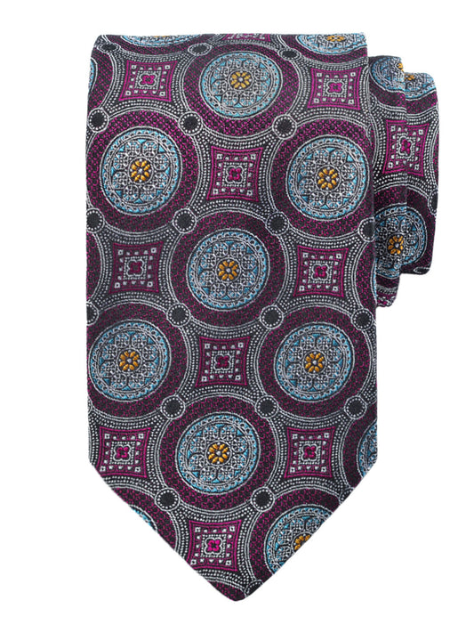 Dion 40823 Boy's Tie - Ornate Mandalas - Fuchsia/Aqua