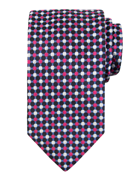 Dion 40864 Boy's Tie - Grid Dot - Black/Pink/Silver