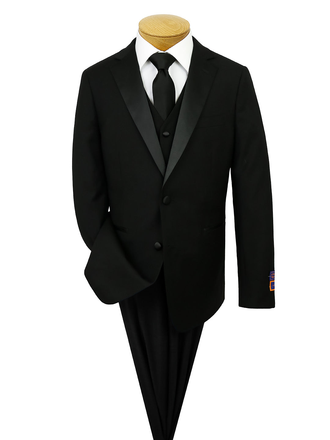 Giorgio Fiorelli 40908 Boy's Vested Tuxedo - Solid - Black