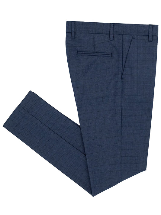 Leo & Zachary 41173P Boys' Dress Pants - Skinny Fit - Plaid - Blue
