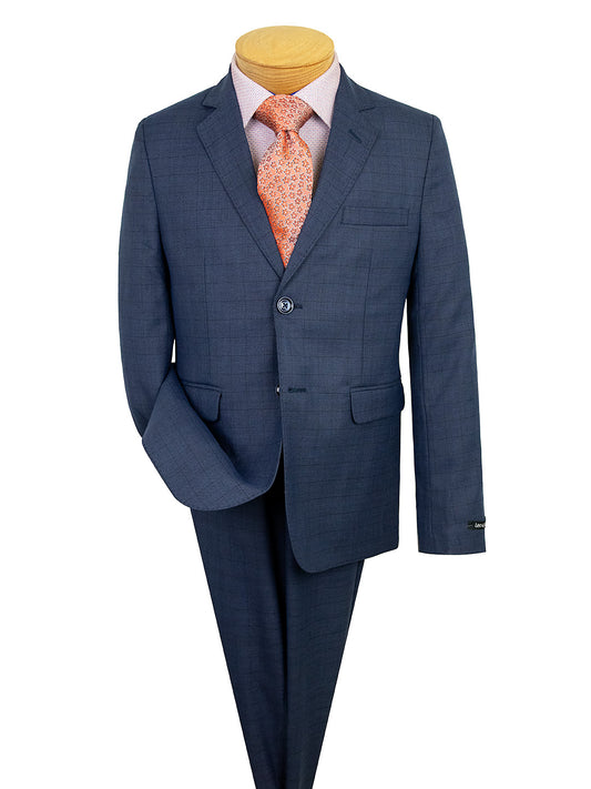Leo & Zachary 41173 Boy's Suit Jacket - Skinny Fit - Plaid - Blue