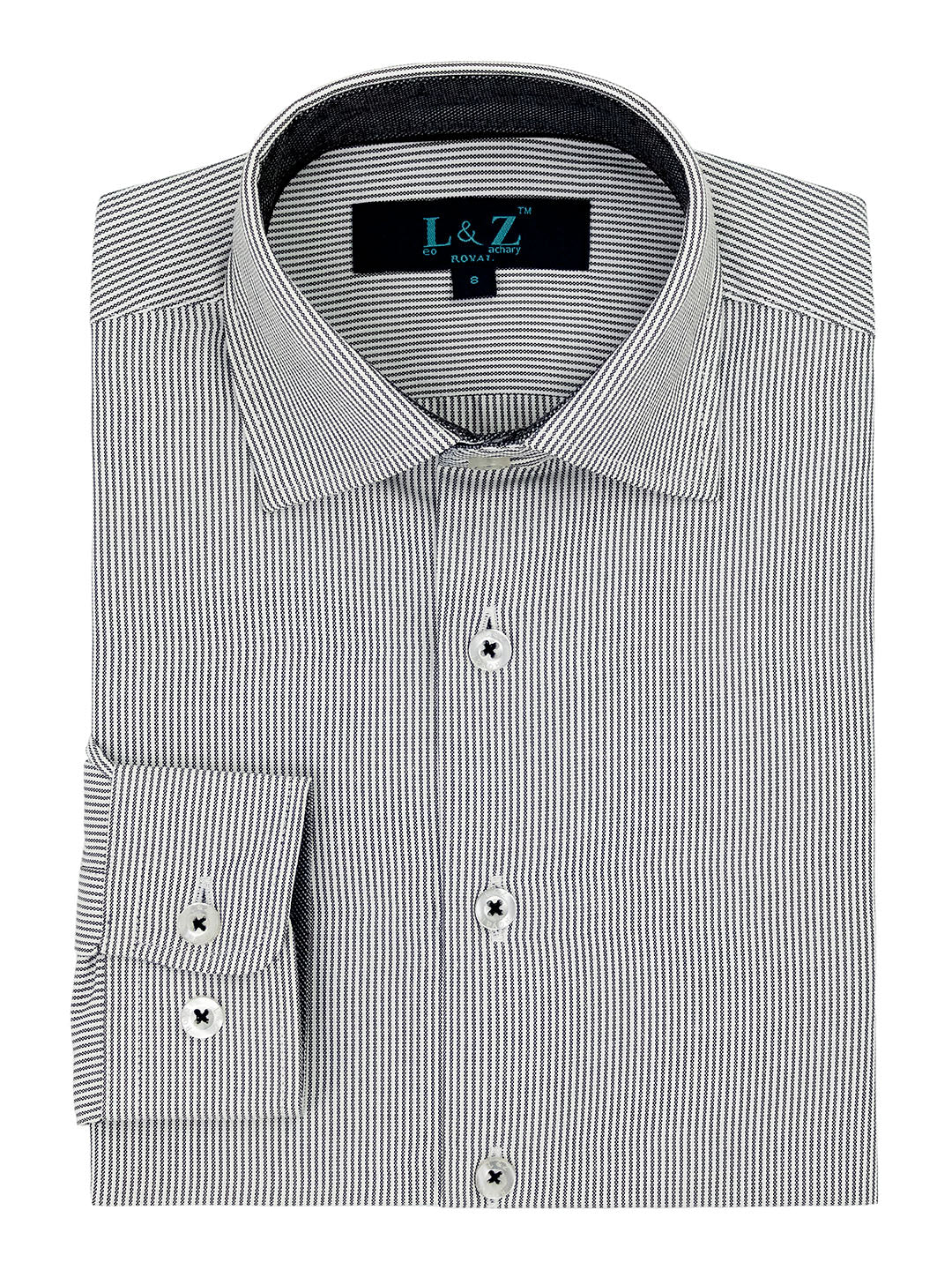 Leo & Zachary 41210 Boy's Dress Shirt - Skinny Fit - Stripe - Black/White