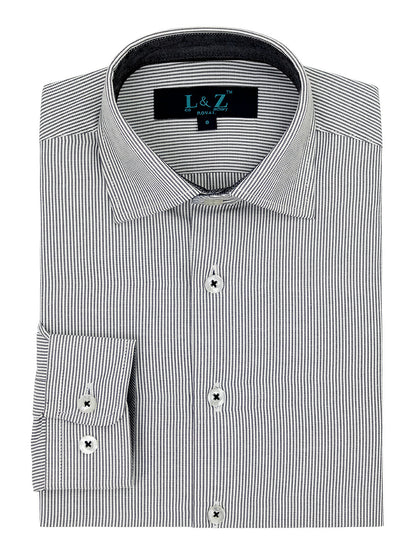 Leo & Zachary 41210 Boy's Dress Shirt - Skinny Fit - Stripe - Black/White