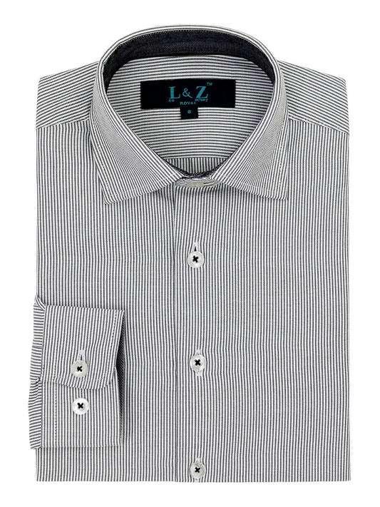 Leo & Zachary 41210 Boy's Dress Shirt - Skinny Fit - Stripe - Black/White