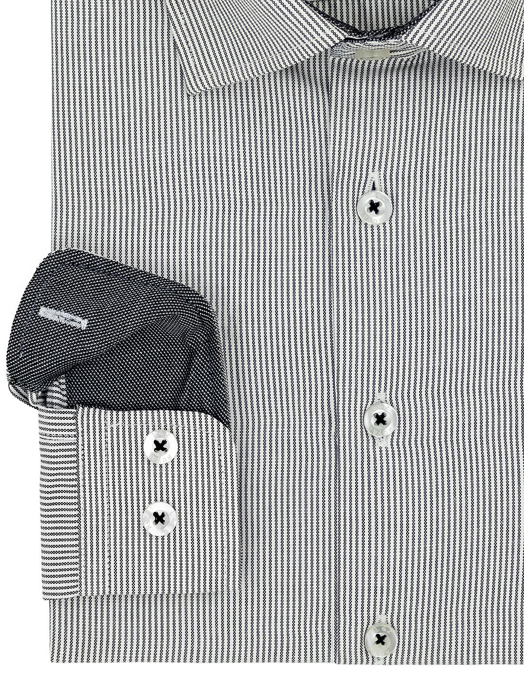 Leo & Zachary 41210 Boy's Dress Shirt - Skinny Fit - Stripe - Black/White