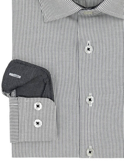 Leo & Zachary 41210 Boy's Dress Shirt - Skinny Fit - Stripe - Black/White