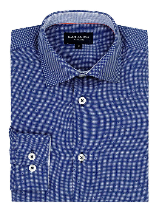 Marcelo D'Liola 41219 Boy's Dress Shirt - Skinny Fit - Dot - Azzure
