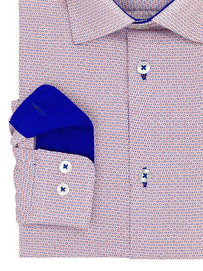 Leo & Zachary 41228 Boy's Dress Shirt - Skinny Fit - Circle Dobby - Blue/Orange