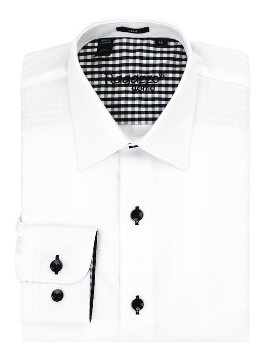 Ragazzo 41235 Boy's Dress Shirt - Slim Fit - White/Black