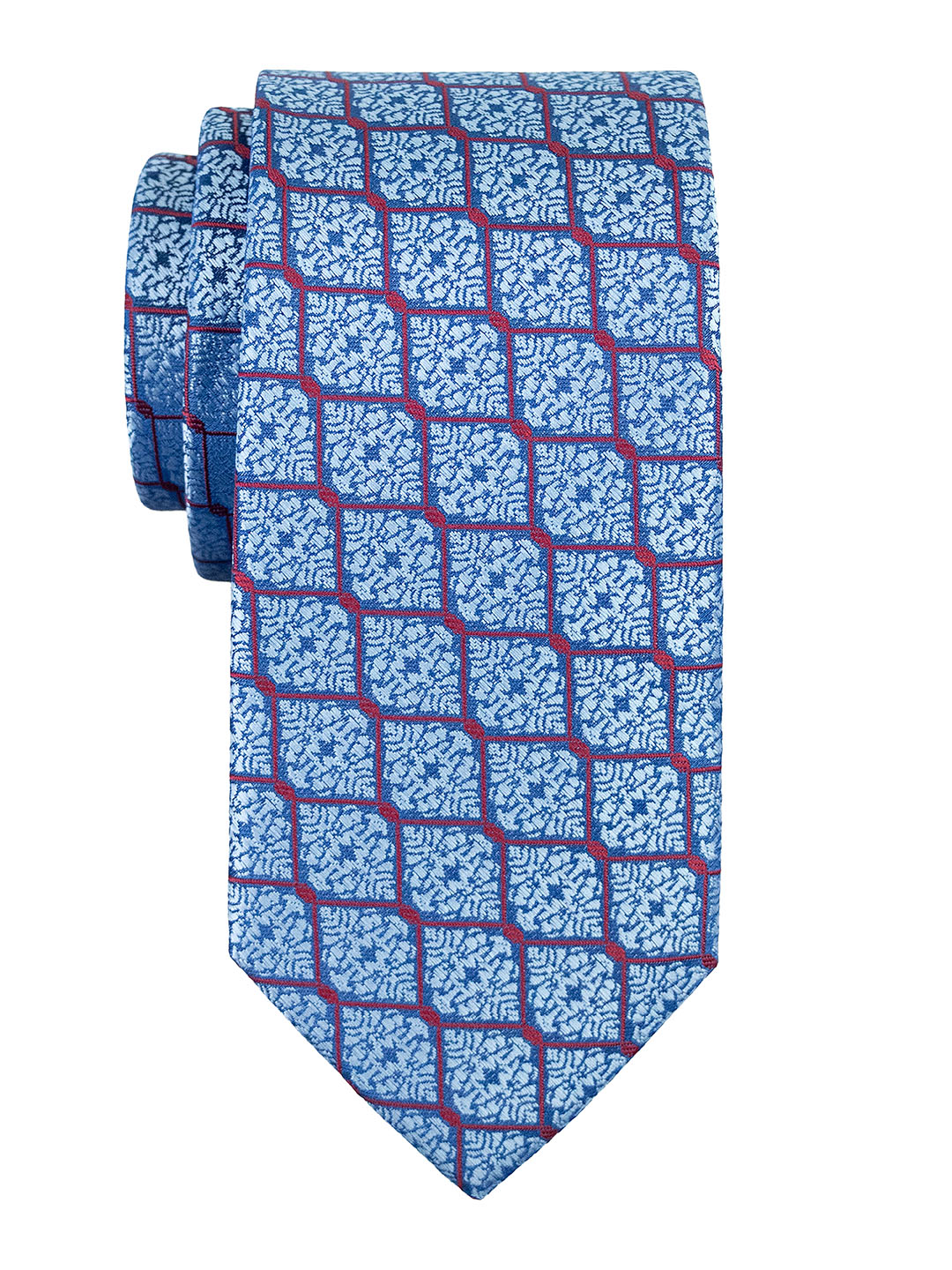 T.O. 41280 Boy's Tie - Squares - Powder/Red