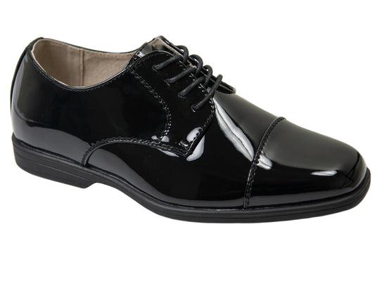 Florsheim 32247 Boys' Cap Toe Oxfords - Reveal Jr. - Patent - Black