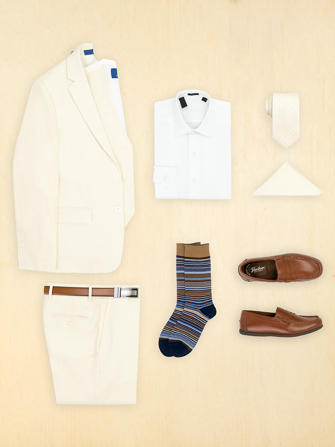 Complete Boy's Vested Suit Outfit - Michael Adams - Linen - Ivory