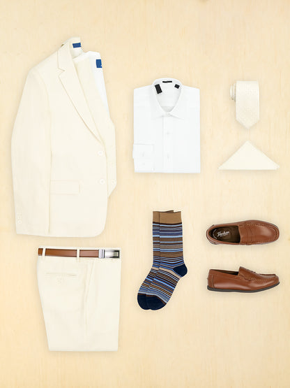 Complete Boy's Vested Suit Outfit - Michael Adams - Linen - Ivory