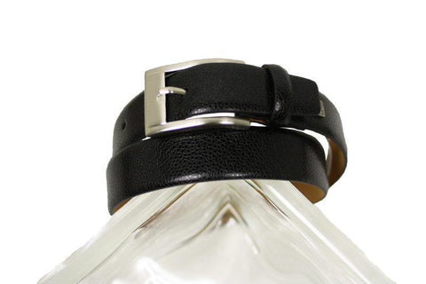Ike Behar 10000 Man Made Boy's Belt - Pebble Grain - Black, Polished Nickle Buckle