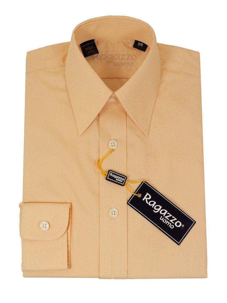 Ragazzo 10129 100% Cotton Boy's Dress Shirt - Solid Broadcloth - Peach